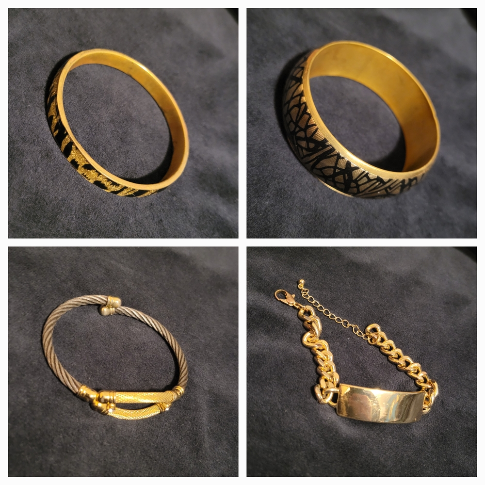 Elegant Gold and Black Bangle Set